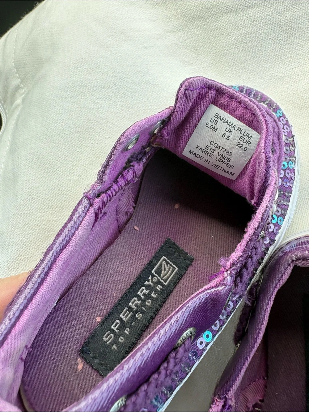 Sperry Kids Purple Sequin Slip-On Sneakers